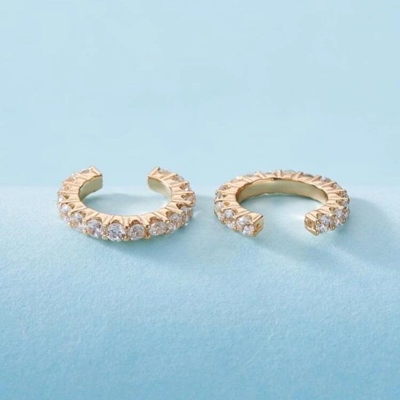 2 Piece Gold & Rhinestone Ear Clips Cuffs - Picture 3 of 5